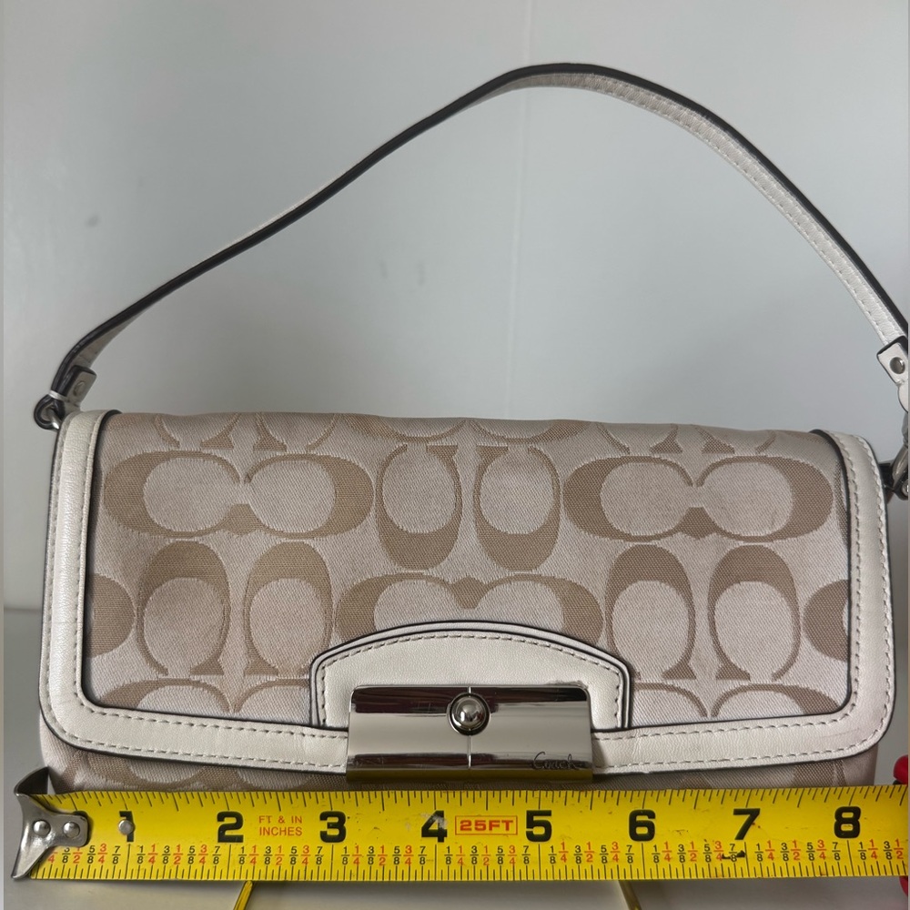 Coach Signature Kristin Flap Handbag Wristlet in Beige and Cream EUC - Picture 7 of 8